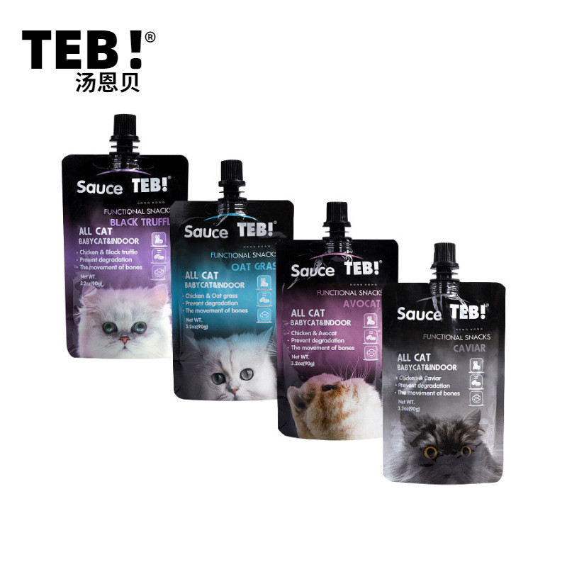 TEB TEB TEB S Sốt Mèo 90g Túi Cat Strips Đồ Ăn Nhẹ Gà Dinh Dưỡng Làm Béo Mèo Trưởng Thành Mèo Con Gó