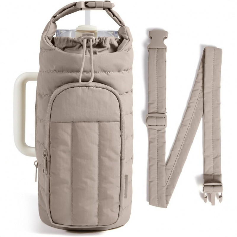 New Product~New quilted water bottle cover, insulated cup cover, twill water bottle shoulder bag, wa