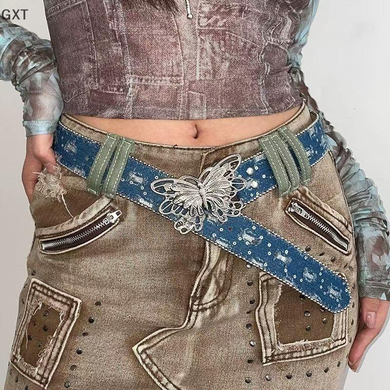 Fu Hàn Quốc Retro Y2K cổ điển jeans vành đai cho phụ nữ thời trang cá tính phong cách Ins phụ kiện C