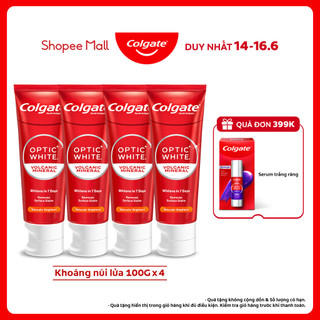 Bộ 4 Kem Đánh Răng Colgate trắng răng Optic White trắng trong 7 ngày từ khoáng núi lửa 100g