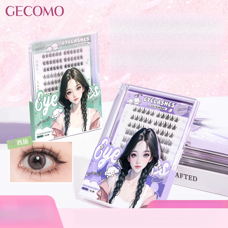 GECOMO Keo Cụm Lông Mi Tự Nhiên Wispy Manga Lông Mi Giả Phân Đoạn Bộ Lông Mi