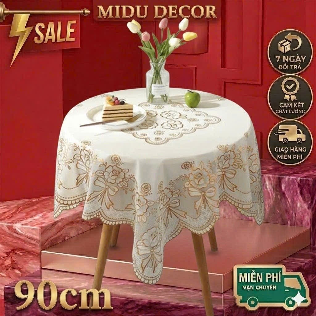 Khăn Trải bàn Tròn 90cm Nhựa PVC