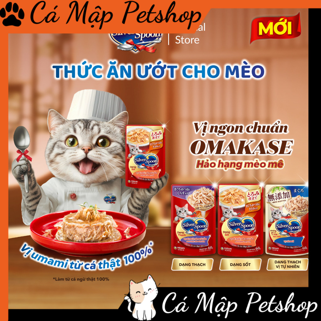 {combo 16 gói} Pate cho mèo Silver Spoon, Pate  Sliver Spoon dinh dưỡng cho mèo mọi lứa tuổi