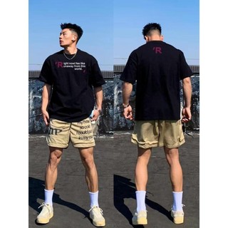 HIP Áo Thun Unisex Cotton 230-260gsm - Họa Tiết Chữ R Phong Cách Retro Mỹ, Thiết Kế Tối Giản Cá Tính