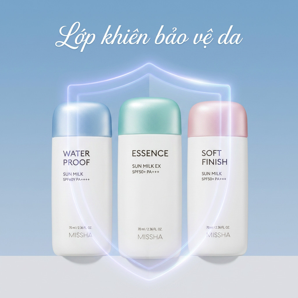 Hàn Quốc Kem chống nắng Missha soft finish velvet finish water proof essence sun milk  70ml