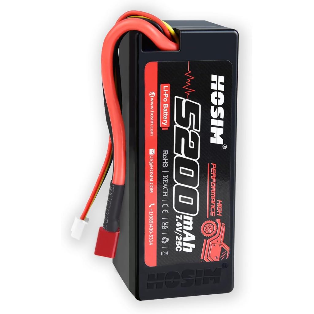 Hosim 2S 7.4V 5200mAh Lipo Pin 25C RC Xe Tải Xe RC Xe Thuyền Pin Phù Hợp Cho X08 X07 X07W Xe RC Tốc 