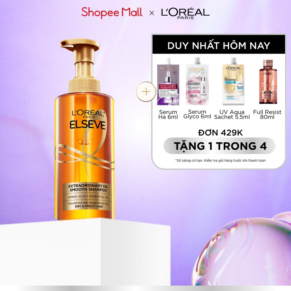 Dầu gội dưỡng tóc suôn mượt tóc cao cấp L'Oreal Paris Extraordinary Oil Smooth 440ml