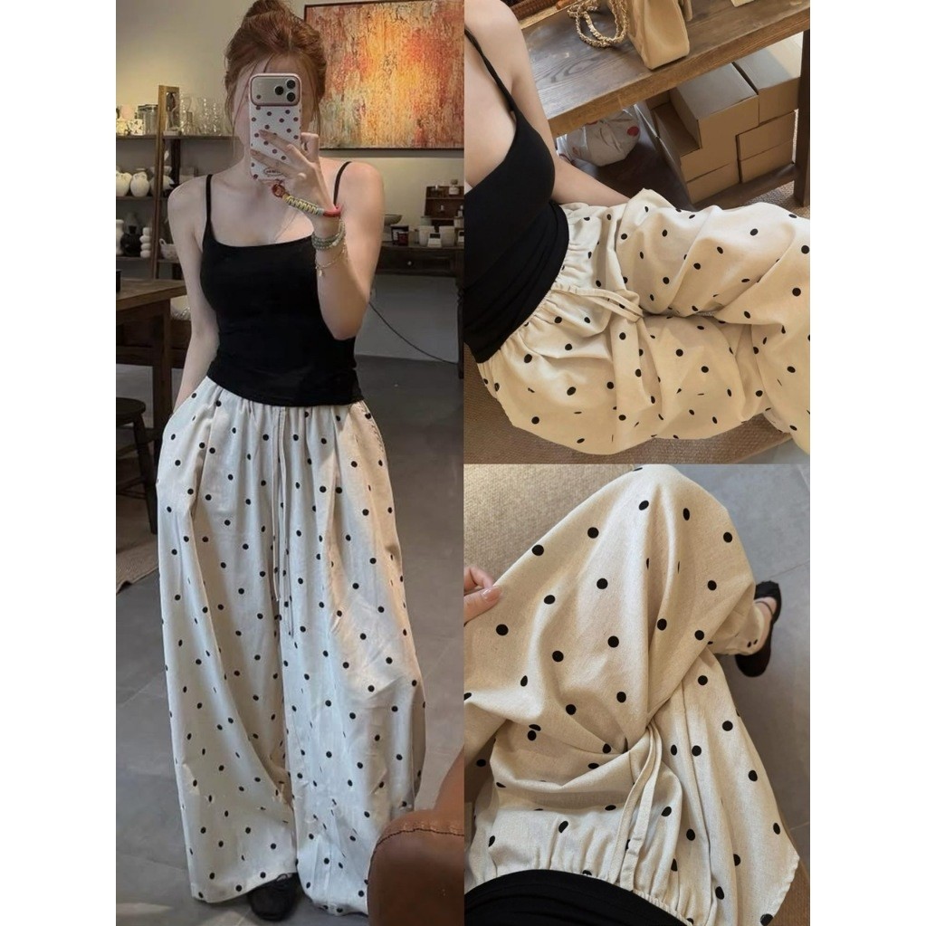 QUẦN LINEN CHẤM BI ỐNG SUÔNG SIÊU HOT QUẦN ỐNG SUÔNG CHẤM BI LINEN - DÀNH CHO NỮ | BigBuy360 - bigbuy360.vn