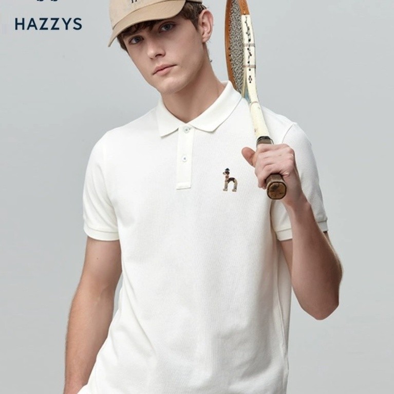 Bán chạy Hazzys Hazzys Mùa hè Phong cách mới Áo thun nam ngắn tay dáng rộng giản dị Áo polo đơn giản