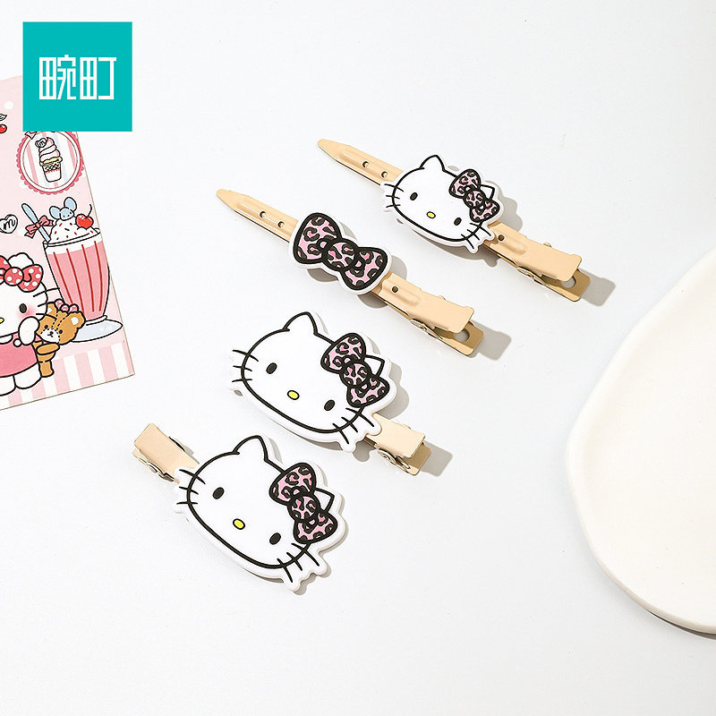 kẹp tóc nơ tiểu thư kẹp tóc nơ tiểu thư bản to Hamachi hellokitty Da Báo In Bấm Kẹp Cô Gái Dễ Thương