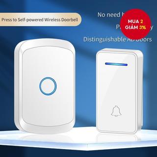  Chuông cửa thông minh không dây tự cấp nguồn chống nước, cảm biến cắm Eu dùng cho văn phòng, căn hộ, nhà ở.
