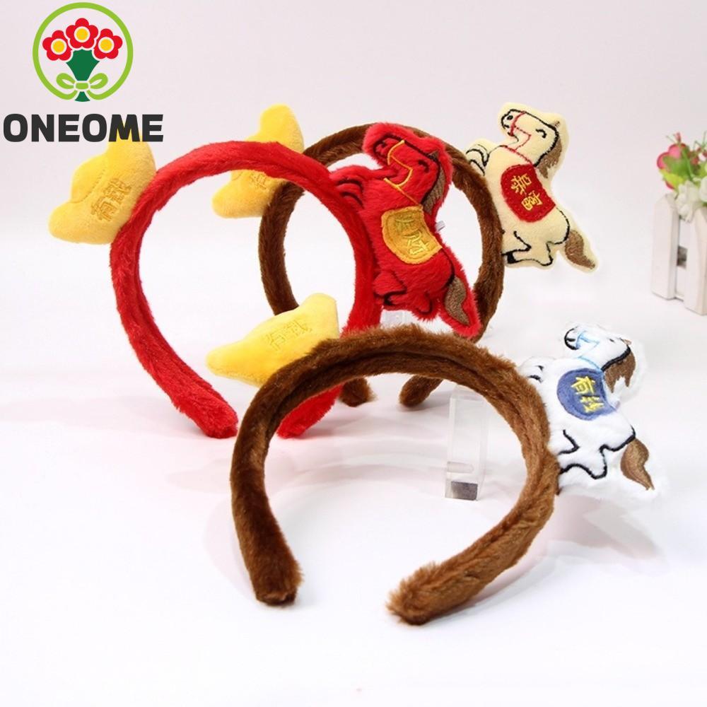 ONEOME Phim Hoạt Hình Tóc Ngựa Vòng, Mũ Đội Đầu Ngựa Đỏ Tinh Tế, Tiệc May Mắn Quyến Rũ Sang Trọng Ph