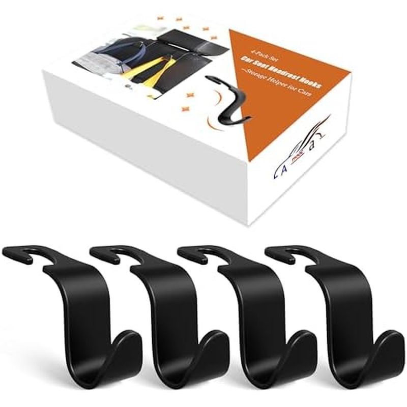 Amooca 4-Pack Móc tựa đầu ô tô Dụng cụ sắp xếp lưu trữ xe cho ví Túi xách Tạp hóa Ba lô Áo khoác – G