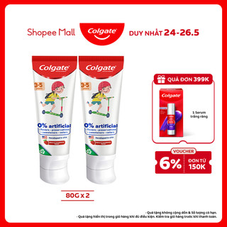 Bộ 2 Kem đánh răng Colgate Kid Free From cho bé 3-5 tuổi không chất bảo quản 80g