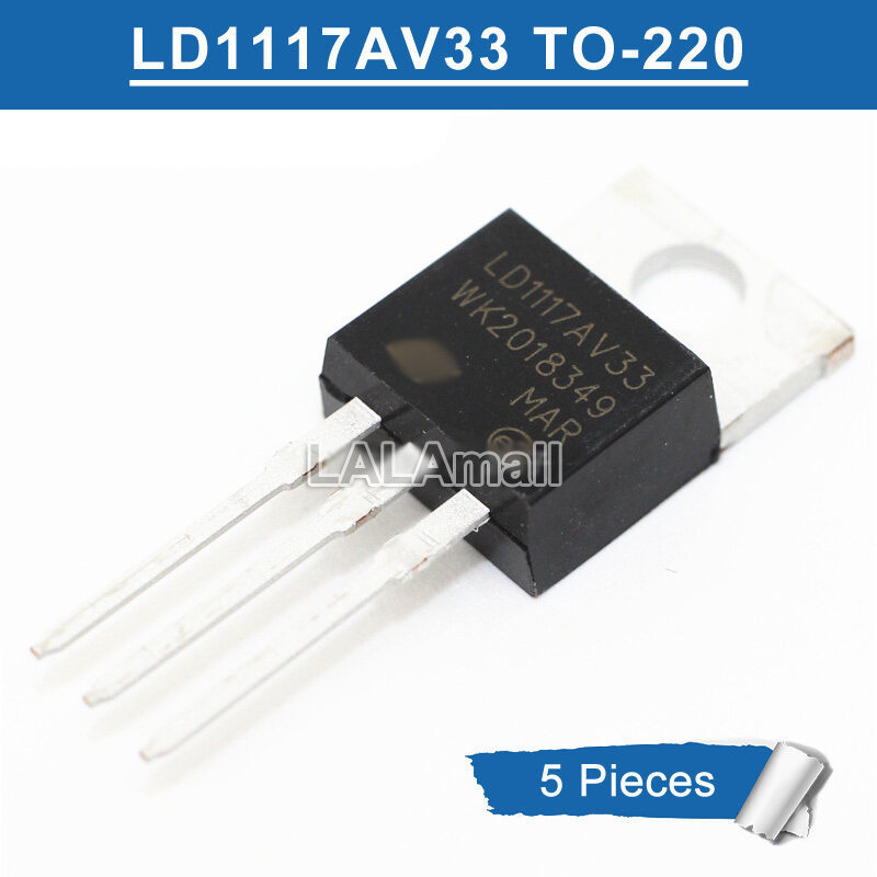 5 chiếc LD1117AV33 TO-220 LD1117V33 LD1117 AV33 TO220 3.3V / 1A Bộ điều chỉnh điện áp dương IC gốc m