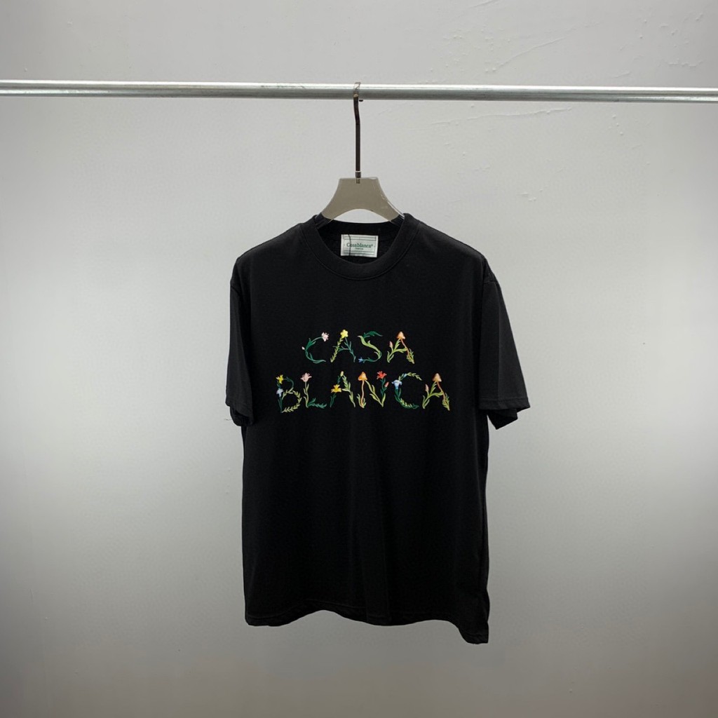 TFCS  CASABLANCA round Neck Short Sleeve T Shirt Colorful letter print pattern unisex inner top