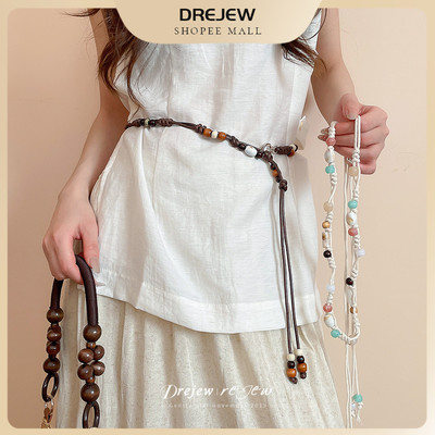 Drejew bohemian retro đính cườm eo dây thắt lưng nữ váy phụ kiện handmade dây tua rua thắt lưng