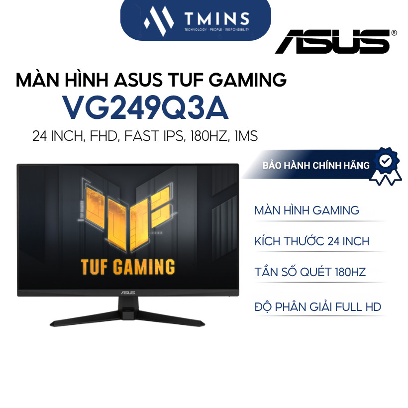 Màn hình ASUS TUF Gaming VG249Q3A 24 inch, FHD, Fast IPS, 180Hz, 1ms  - Bảo hành 36 tháng chính hãng