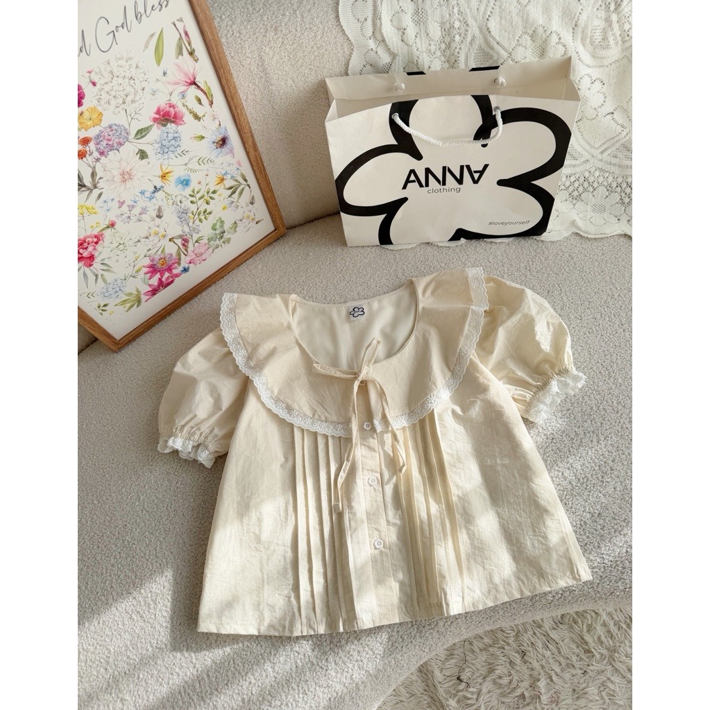 Áo Kiểu Nữ Viền Cổ Kem Bèo Anna - Yame Top