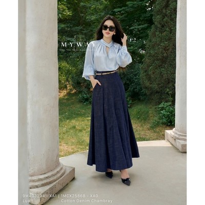 Chân Váy Denim Nữ MY WAY Dáng Dài Maxi Xòe Nhẹ Thiết Kế 1MCX2586B