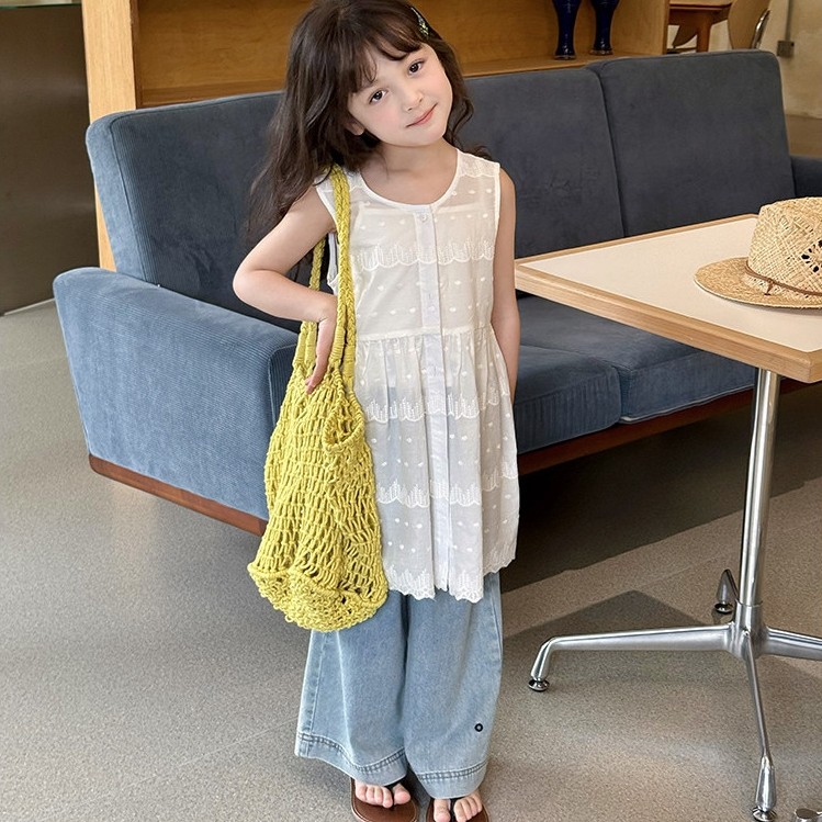 BEIFU BEIFU Bé Gái Chất Lượng Cao Áo Vest Cotton Váy Trẻ Em Mùa Hè Áo Không Tay