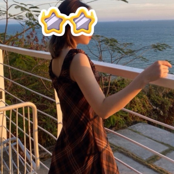 [PASS] Đầm Kiểu Nền Caro Nâu Made by Mum - Size M