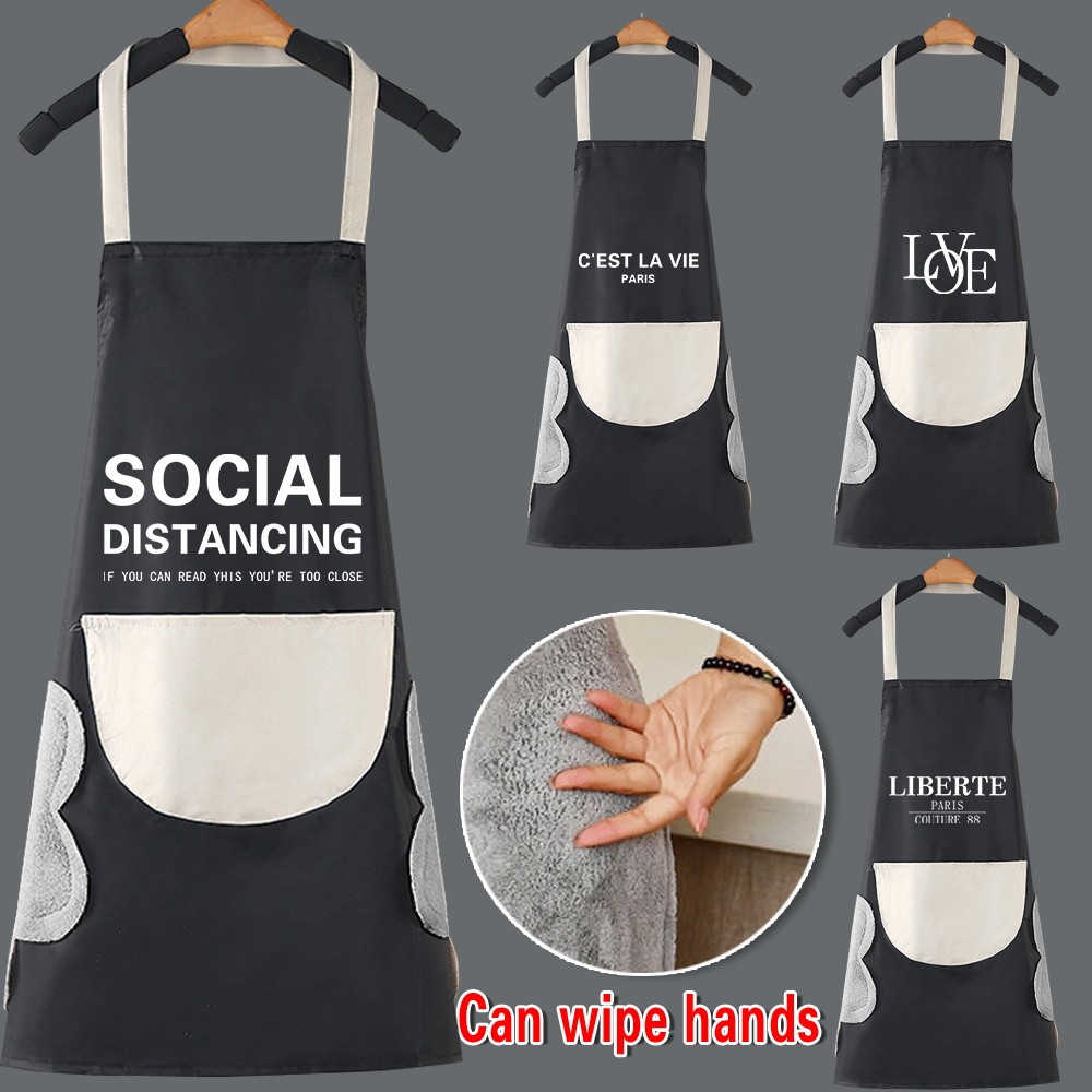 Apron Chef Apron With Pocket  Water Proof Kitchen Apron Fashion Text Series