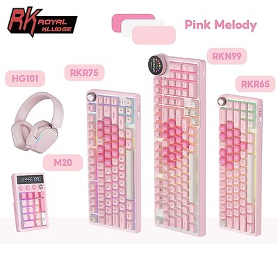Royal Kludge RK R65 R75 N99 Bàn Phím Cơ RGB Giai Điệu Màu Hồng Có Núm Và Bàn Phím Tai Nghe Bàn Phím Số Combo Bộ