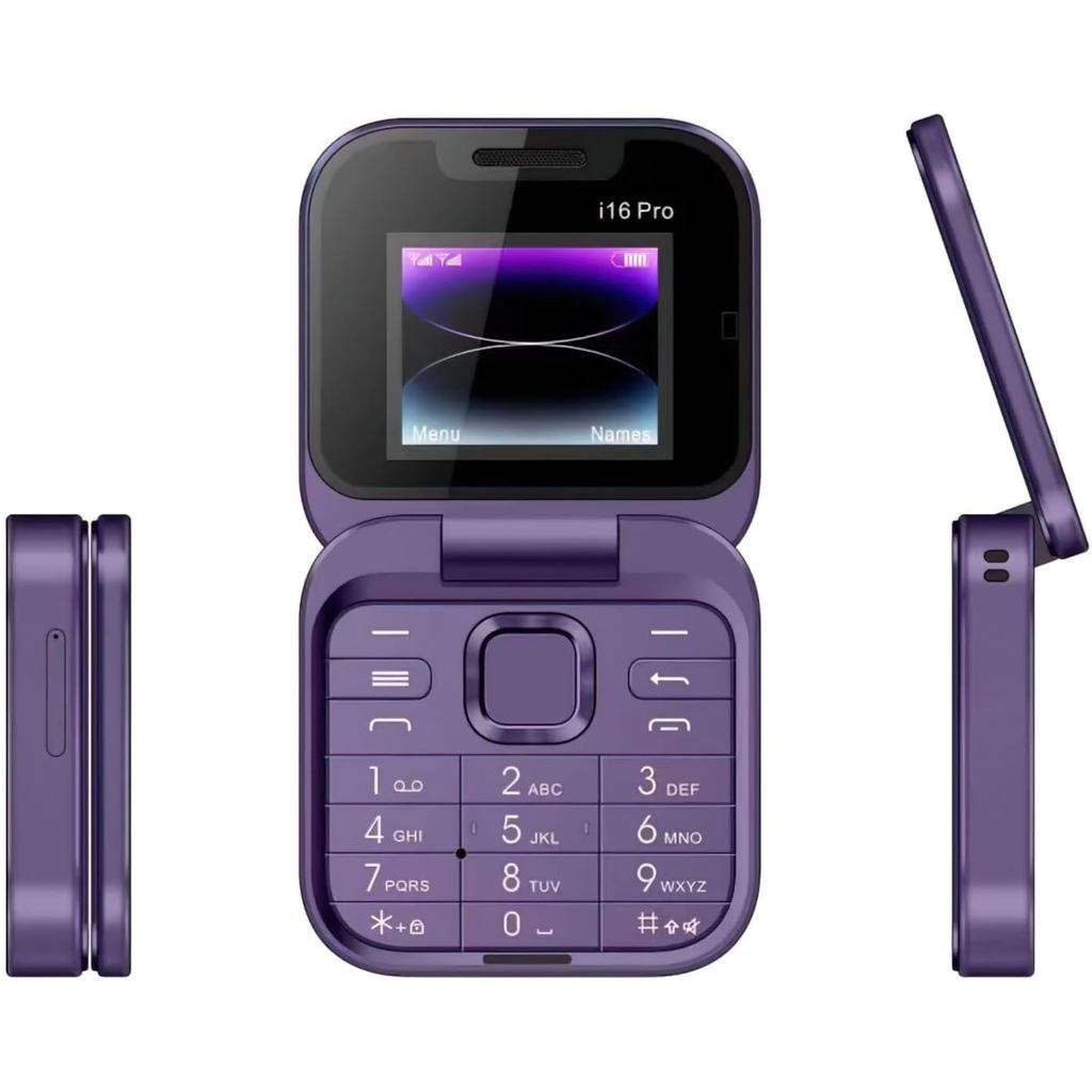 Điện thoại lật Mini I16 Pro, Màn hình HD 1,77 Inch, SIM kép 2G GSM, Thiết kế có thể gập lại có nút l