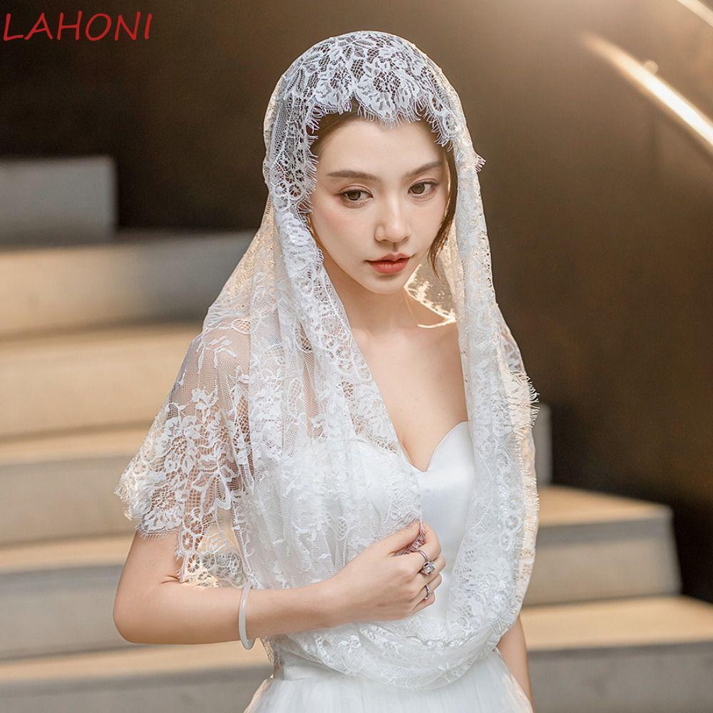 CURTES Cô Dâu Mantilla, Phong Cách Tây Ban Nha Ren Thanh Lịch Viền, Truyền Thống Đen Trắng Cưới Lati