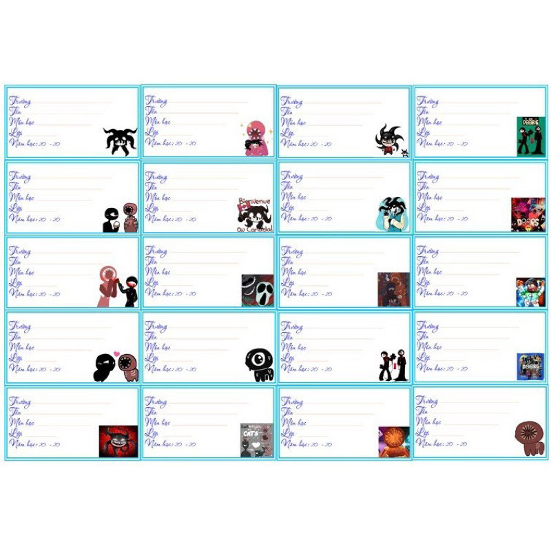 Nhãn vở Roblox Doors Ambush figure seek hide Rush Eyes Halt Jack Glitch/ nhãn dán Roblox Doors Ambus