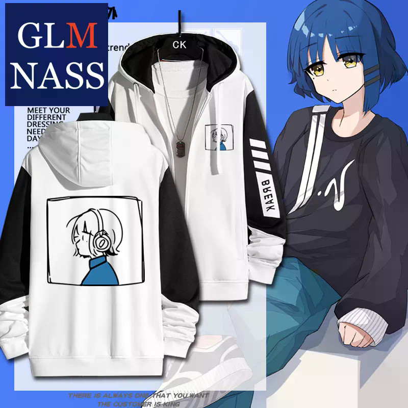 Anime BOCCHI THE ROCK Yamada Ryo Cùng Loại Zip Up Nữ / Nam Áo Khoác Áo Cosplay Dây Kéo Áo