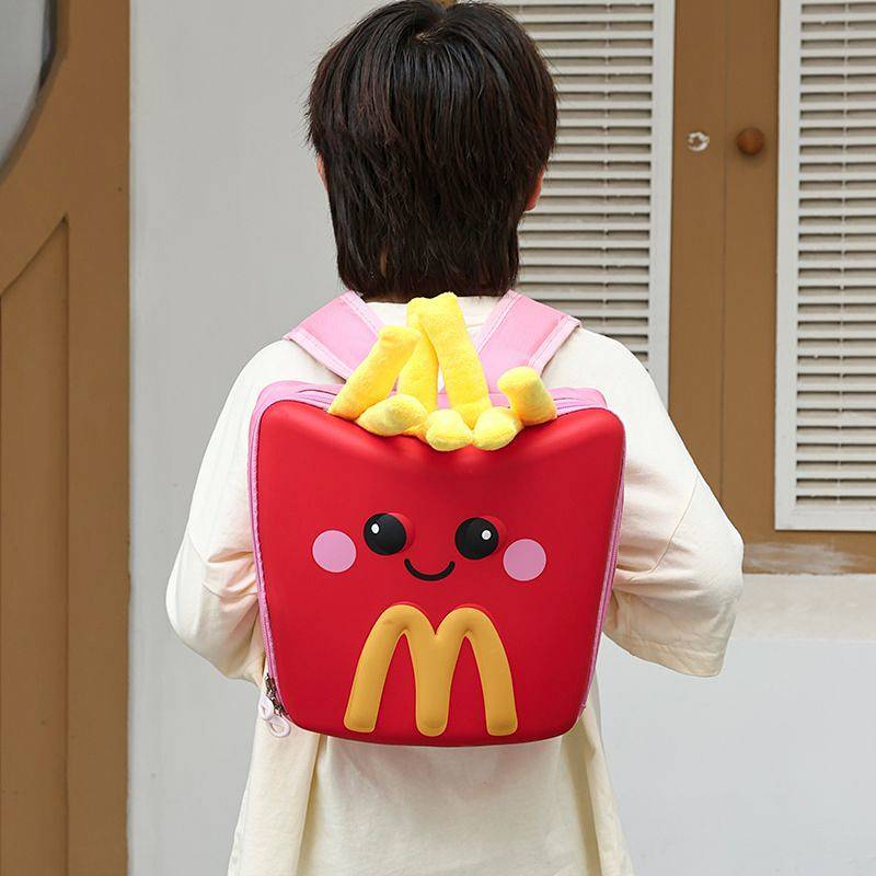 New Kindergarten Backpack Cartoon Large French Fries Hard Shell Backpack Children Cute Baby Large Ca