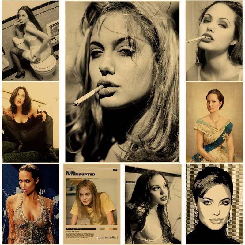 Angelina Jolie Vintage Hollywood Biểu Tượng Poster Không Khung Canvas Treo Tường Nghệ Thuật Tranh Ph