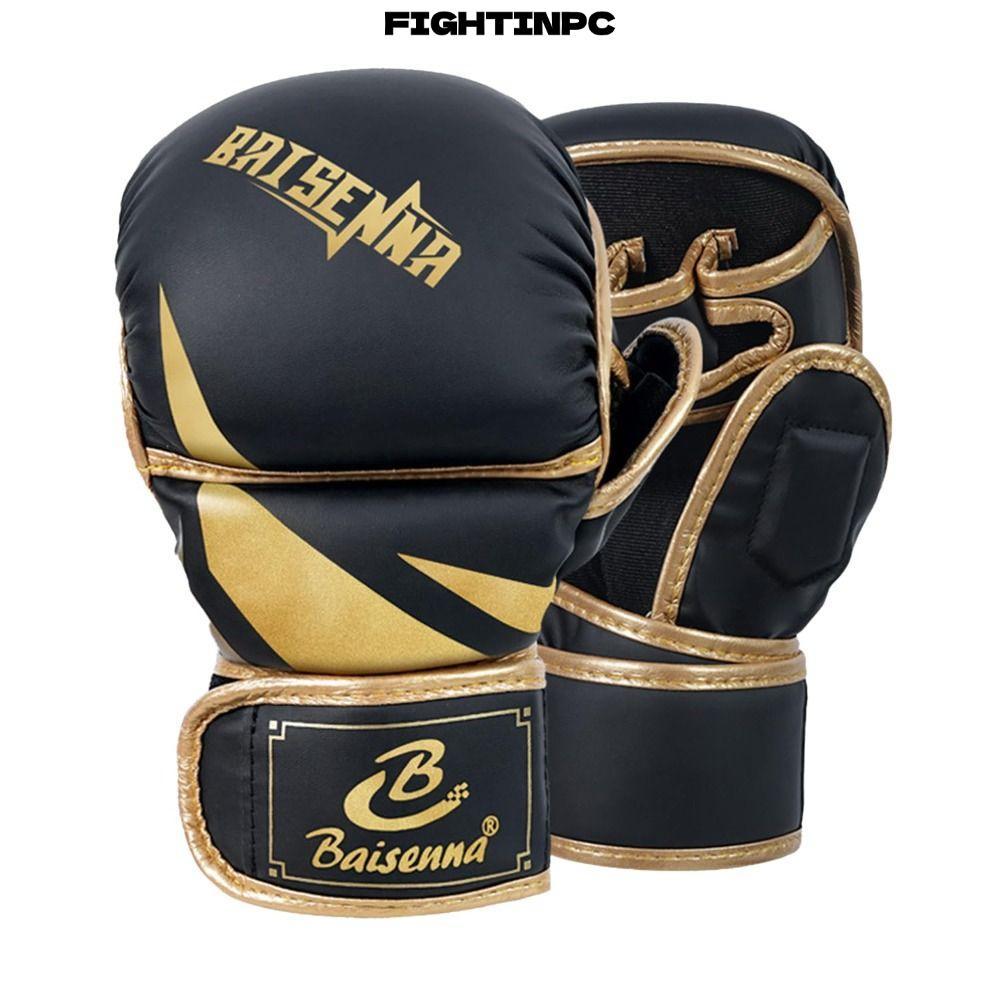 Găng Tay Đấm Bốc FIGHTINPC Dành Cho Người Lớn, Găng Tay MMA Hấp Thụ Sốc Da PU, Palmg Mở Hợp Thời Tra