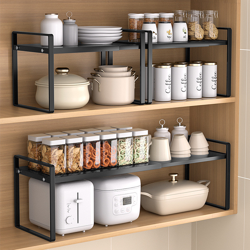 New Product~Expandable kitchen storage rack, layered cabinet organizer, household countertop seasoni