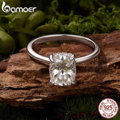 Nhẫn Bạc Bamoer 925 3CT Đệm-Cut Moissanite Đính Hôn Trang Sức Quà Tặng Cho Nữ