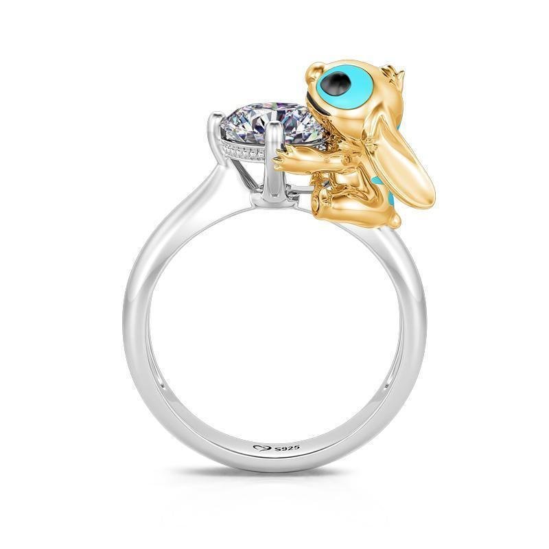 Jeulia Quái Vật Nhỏ Tròn Cắt Sterling Nhẫn Bạc Kỷ Niệm Thời Trang Lời Hứa Đính Hôn Bộ Nhẫn Cưới Cho 