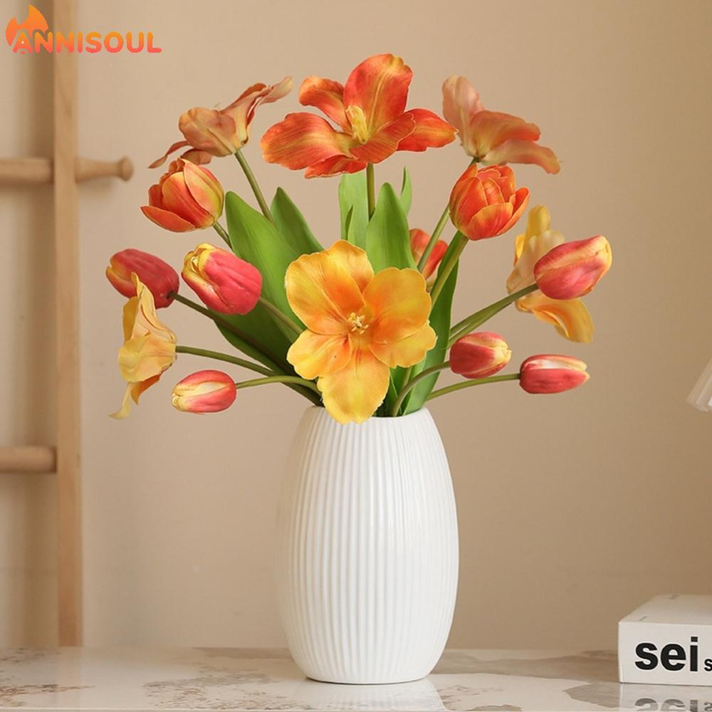 [NISO]Artificial Silk Orange Tulip Flower Bouquet for Home and For Wedding Decorations