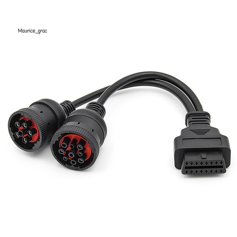 Xe Tải Y Cáp OBD2 16Pin Nữ Đến J1708 6Pin / J1939 9Pin Cáp OBDII Y Cáp Chuyển Đổi Chẩn Đoán Cáp