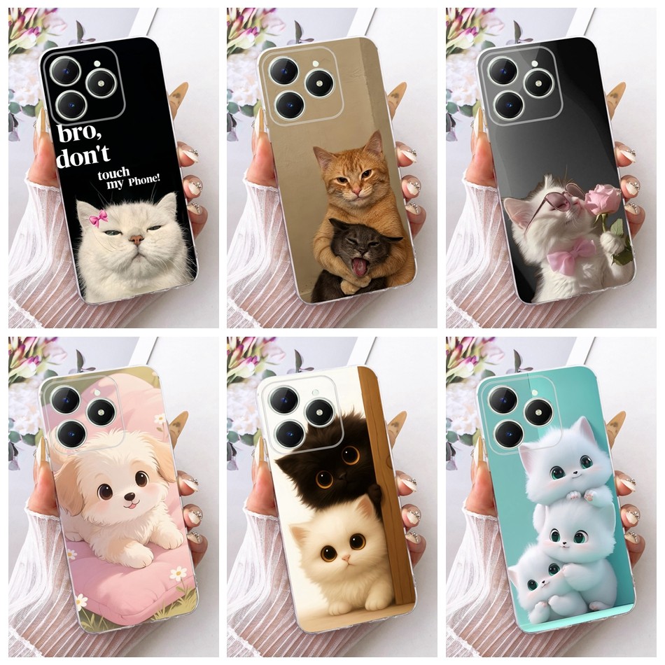 Dành Cho Realme C65s C63 C61 Mèo Dễ Thương Họa Tiết Doggies Vỏ Điện Thoại RealmeC61 C65s C63 4G Sili