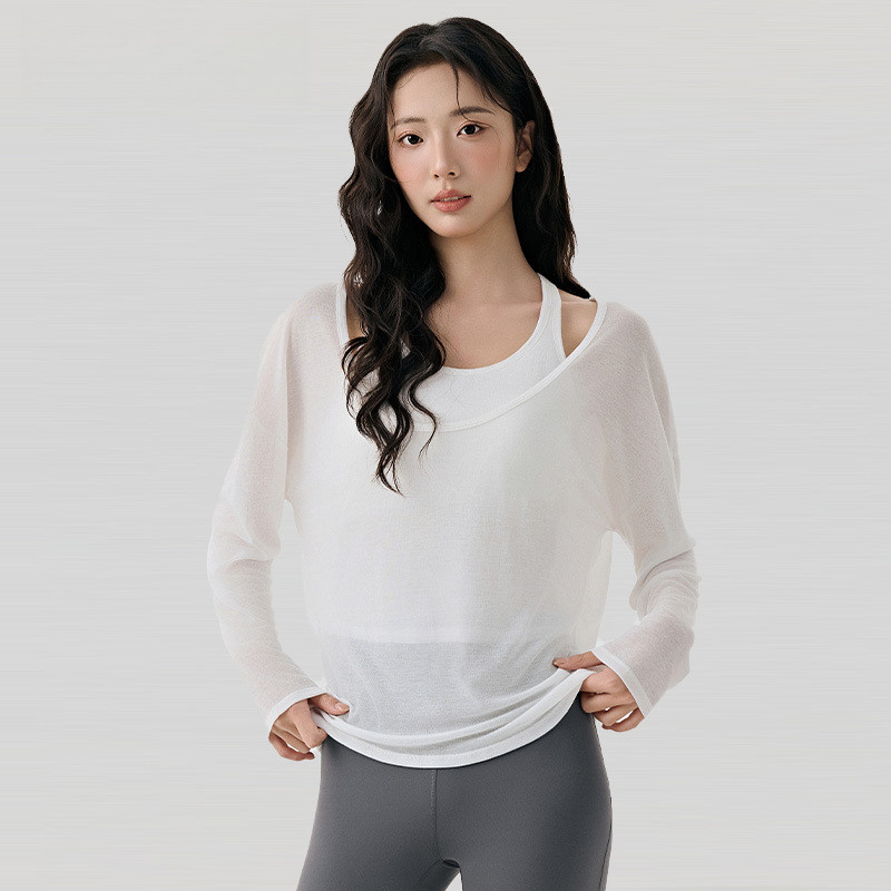 Bộ đồ tập yoga nữ  – Áo dài tay + bra có mút ngực – Pilates, gym thoáng khí