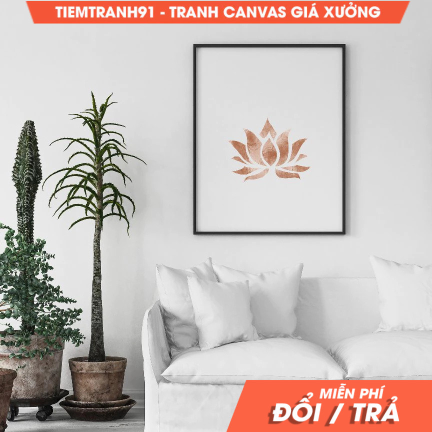 Tranh treo tường, Lotus, spiritual, gradient brown crown chakra, meditation poster wellness, yoga st
