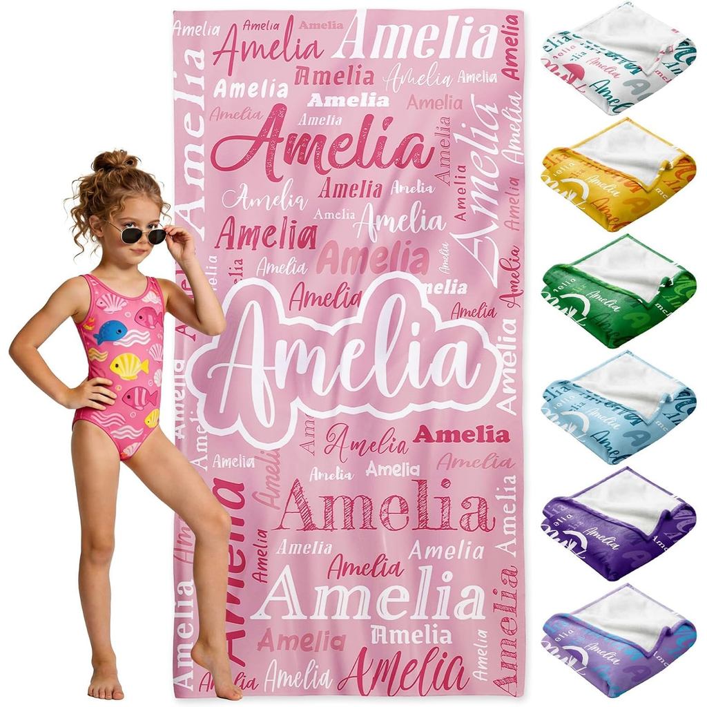 Cá nhânBeachTowelsforKids-CustomBeachTowelswithMonogram & Name-MultipleColorsSwimmingTowelsforKids, 