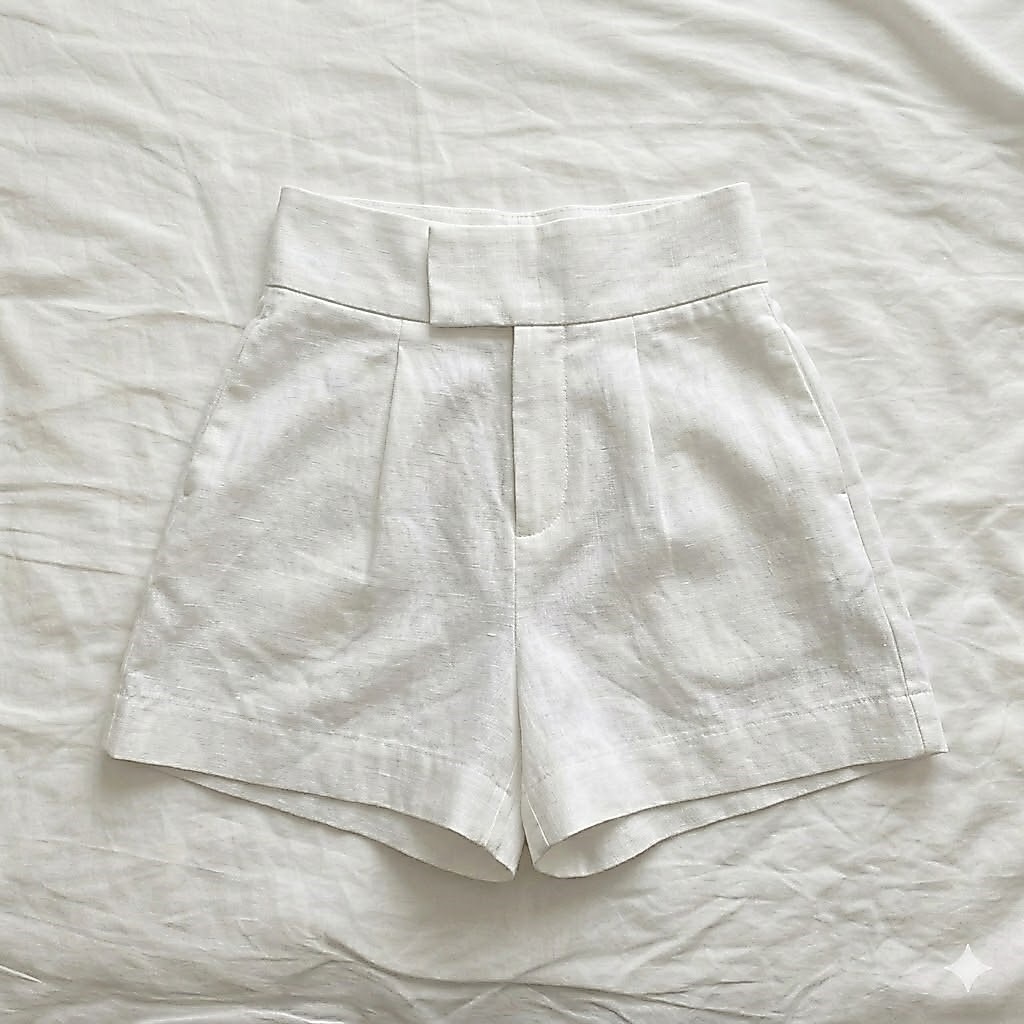 Quần Sóc Nữ Cạp Cao SLINEN Linen Bột Premium Form Rộng Dáng Váy Thanh Lịch Không Kén Dáng - QS04