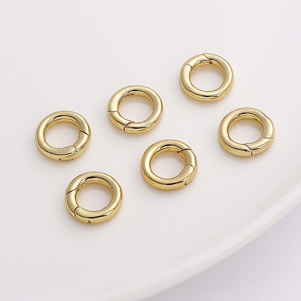 14k Vàng Đóng Gói Màu Giữ 13mm Tròn Mùa Xuân Khóa Tự Làm Handmade Vòng Tay Vòng Cổ Phụ Kiện Trang Sứ