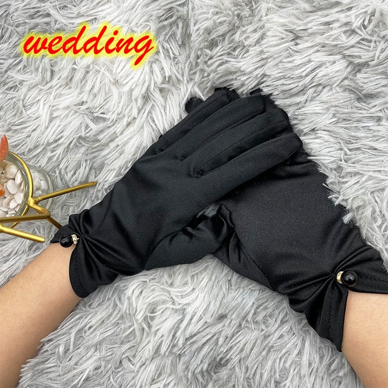 Váy Cưới Găng Tay Váy Cưới Cô Dâu Satin Trắng Đậm Đen lolita Halloween Nữ lolita Ảnh lolita
