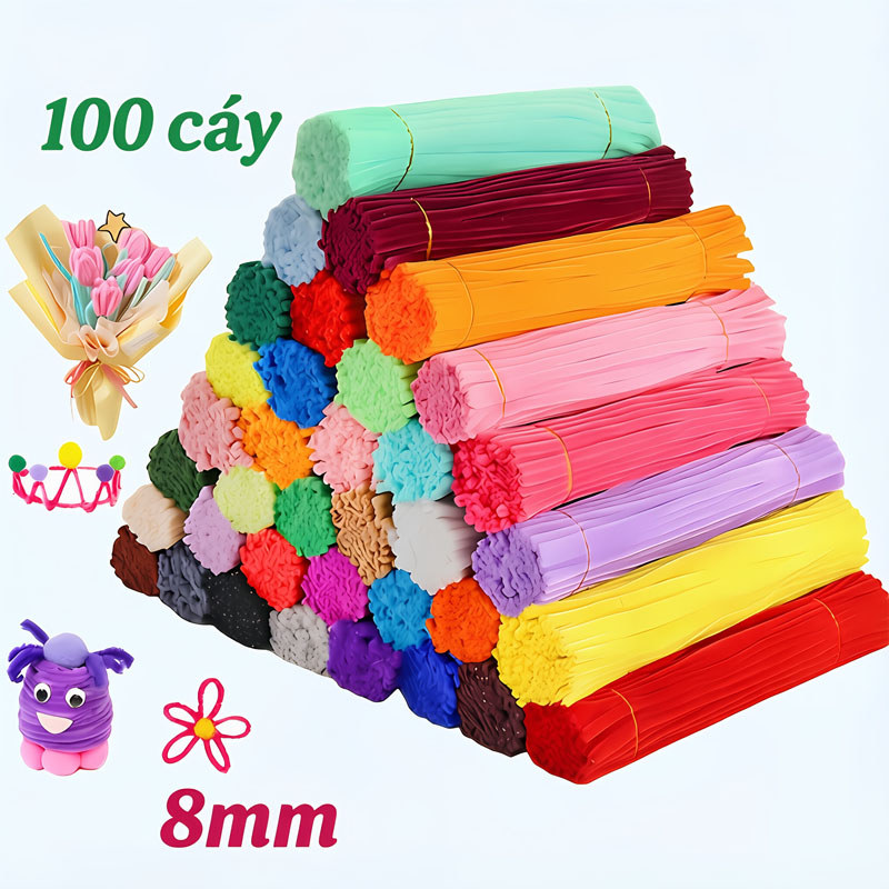 100 Cành Kẽm Nhung Chất Lượng – Kẽm Bọc Lông Mềm Mại, Làm Nụ Tầm Xuân, Hoa Thủ…