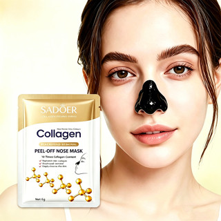 SADOER Collagen Peel Off Blackhead Remover Mặt nạ mũi T Zone Chăm sóc da Mụn Loại bỏ mụn đầu đen và Comedones Dải mũi