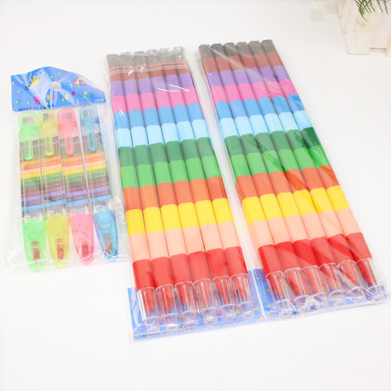 Sáng Tạo Khối Xây Dựng Tô Màu Crayon 12 Màu Vuông Crayon Dầu Pastel Màu Bút Màu Sinh Viên Văn Phòng 
